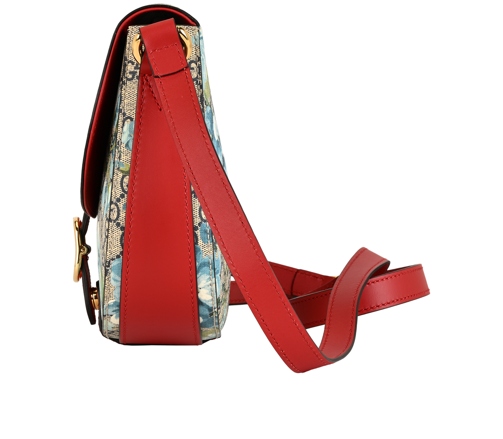 GG Blooms Saddle, &pound;850, Handbags, Beige/Blue/Red, Canvas/Leather, Bottom view